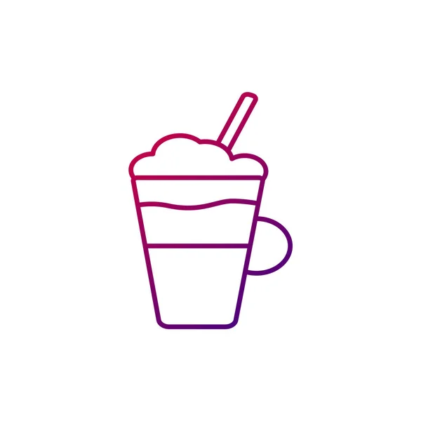 ガラスの輪郭アイコンのモカコーヒー。冷たい飲み物だ。紫色のグラデーション記号。分離ベクトル図 — ストックベクタ