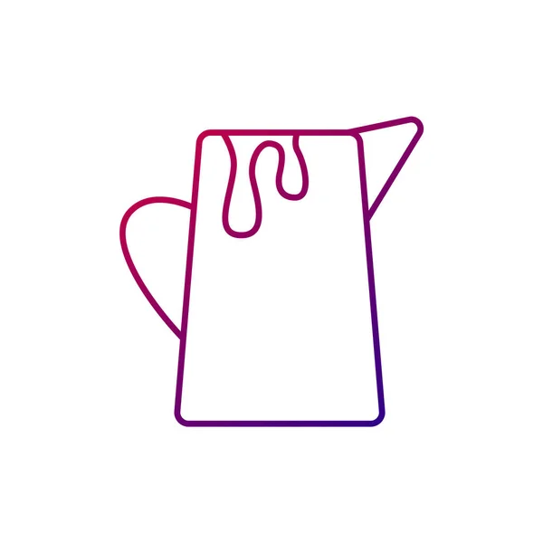Milchkännchen-Umriss-Symbol vorhanden. Milchkännchen für Kaffee vorhanden. Violettes Gradientensymbol. Isolierte Vektorillustration — Stockvektor