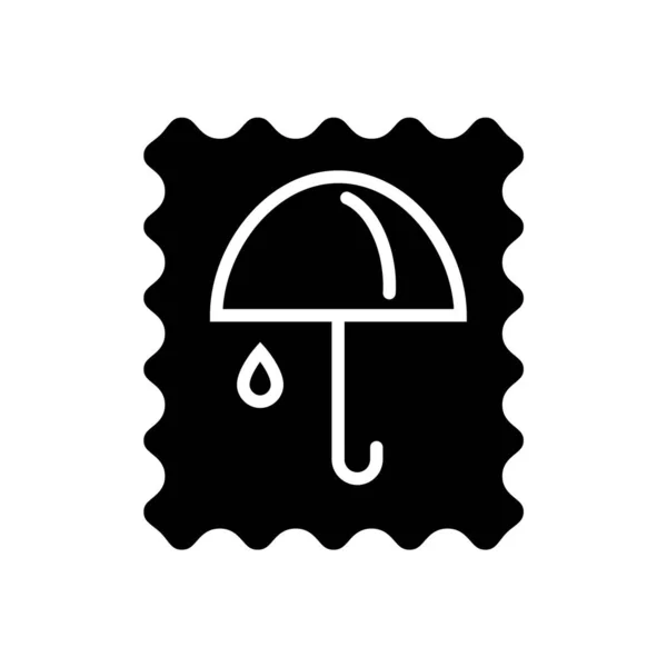 Waterproof Material Label Glyph Icon Rain Cover Fabric Feature Textile — Stock Vector