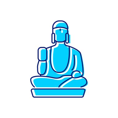 Tayvan Shan Buddha Müzesi ikonu. Budizm dini. Doğulu geleneği. İnanç mimarisi. Renk dolu sembol. İzole vektör stok illüstrasyonu