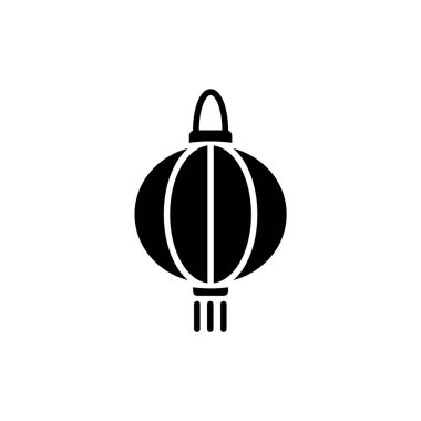 Tayvan kağıt fener festivali simgesi. Tayvan. Doğulu geleneği. Asya malı. Siyah doldurulmuş sembol. İzole vektör stok illüstrasyonu