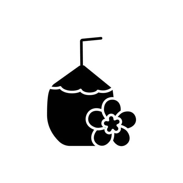 Кокосовий Коктейль Солом Яним Квітковим Символом Кокосове Молоко Мальдіви Ють — стоковий вектор