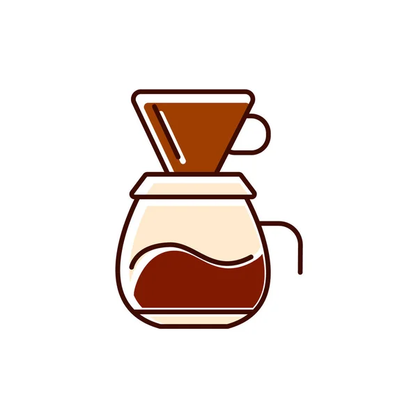 Cafetera Con Tapa Icono Plano Maceta Moka Vierta Sobre Cafetera — Archivo Imágenes Vectoriales