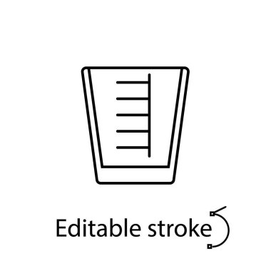 Ölçme kabı taslak simgesi. Özelleştirilebilir doğrusal kontur sembolü. Düzenlenebilir felç. İzole vektör stok illüstrasyonu
