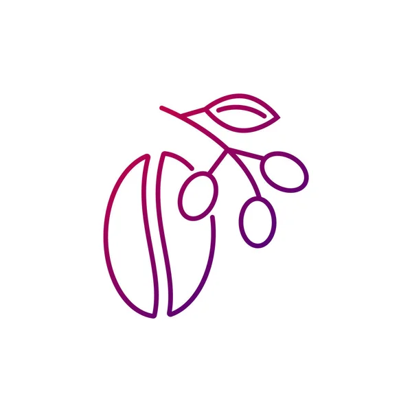 Кофе Бобы Кофейная Ветка Контур Значок Фиолетовый Символ Градиента Изолированная — стоковый вектор