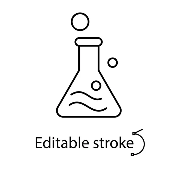 Frasco Con Icono Contorno Reacción Química Característica Tejido Sintético Industria — Vector de stock