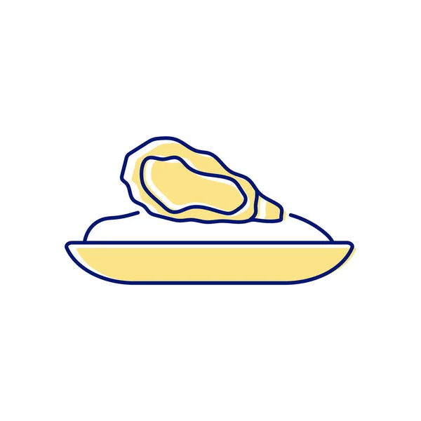 Oester Omelet Platte Pictogram Taiwanese Keuken Restaurant Schotel Kleur Gevuld — Stockvector