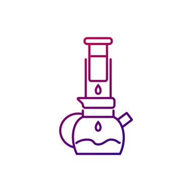 Hava basıncı kahve pompası taslak ikonu. Barista ekipmanları. Espresso yapmak için profesyonel pompa. Mor gradyan sembolü. İzole vektör stok illüstrasyonu