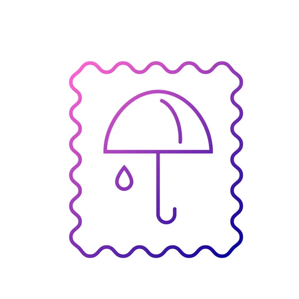 Waterproof Material Label Outline Icon Umbrella Rain Drops Outline Icon — Stock Vector