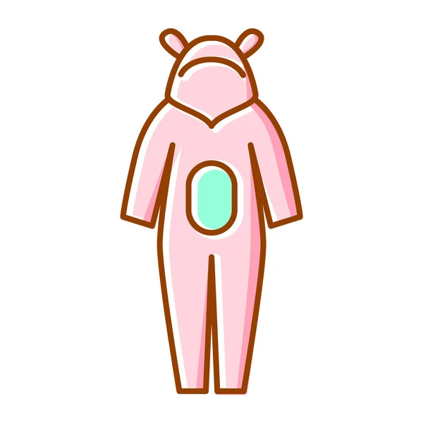 Pink Kids Overalls Flat Icon Homewear Sleepwear Color Filled Symbol — Stock Vector