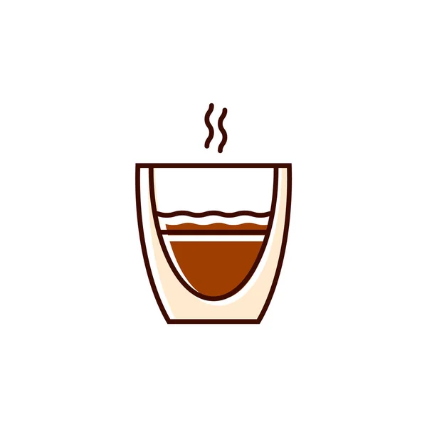 Cappuccino Latte Coffee Cup Flat Icon Color Filled Symbol Isolated — Stock Vector