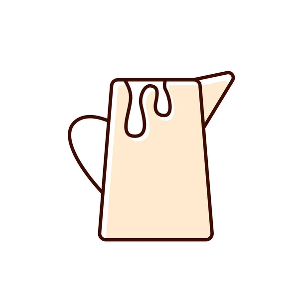 Молочний Глечик Плоский Значок Морозиво Кави Колір Заповненого Символу Ізольовані — стоковий вектор