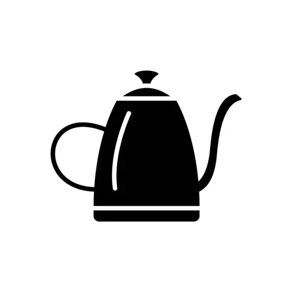 Kaffekanna Konturikon Svart Siluett Symbol Kaffebutiksporslin Isolerad Vektor Stock Illustration — Stock vektor