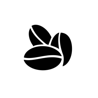 Kahve çekirdekleri sembolü. Kahve dükkanı için logotype. Siyah siluet sembolü. İzole vektör stok illüstrasyonu