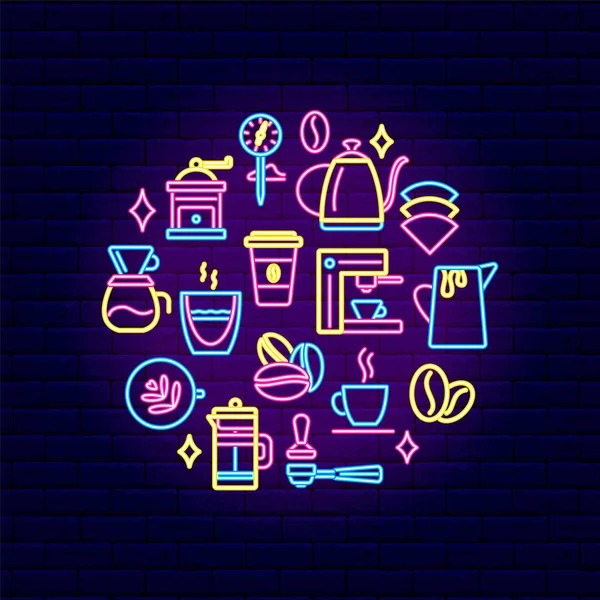 Professionelle Kaffeemaschine Neon Light Icon Barista Helles Schild Banner Mit — Stockvektor