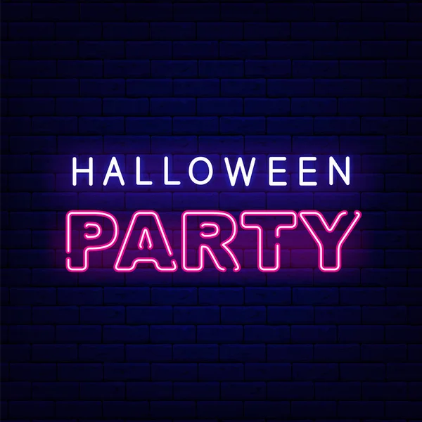 Neonreklame Für Die Halloween Party Weihnachtsgrußkarte Nächtliches Helles Schild Banner — Stockvektor