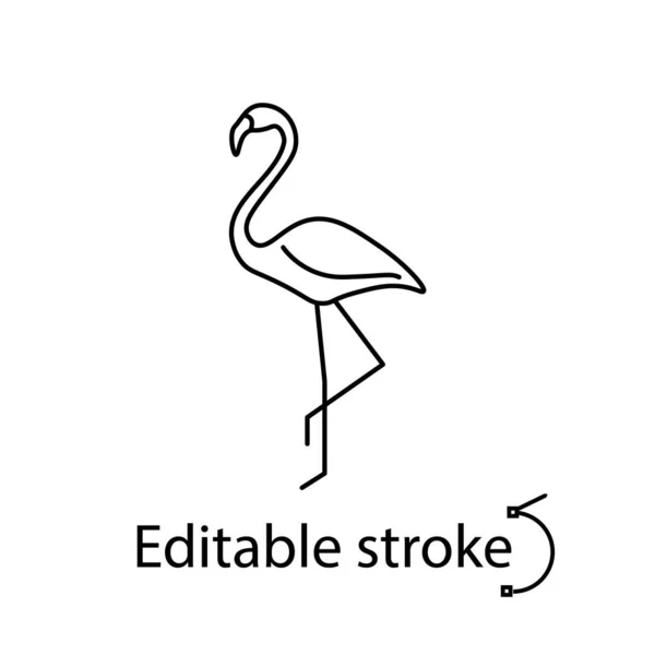 Ikona Zarysu Flaminga Malediwy Afrykańskie Zwierzę Egzotyczne Wakacje Konfigurowalny Symbol — Wektor stockowy