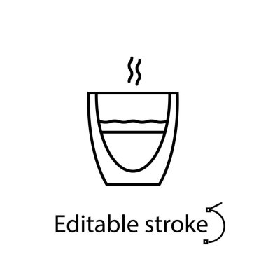 Cappuccino ve kahve fincanı taslak ikonu. Düzenlenebilir felç. İzole vektör stok illüstrasyonu