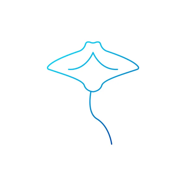 Иконка Контура Ската Мальдивские Животные Подводное Развлечение Синий Символ Градиента — стоковый вектор