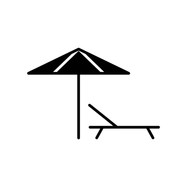 Deštník Ikona Glyfu Lehátka Pláži Maledivy Přitahují Místo Relaxaci Pláži — Stockový vektor