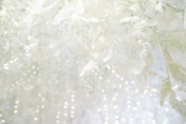 Beyaz dalları olan açık gümüş soyut Noel arkaplanı