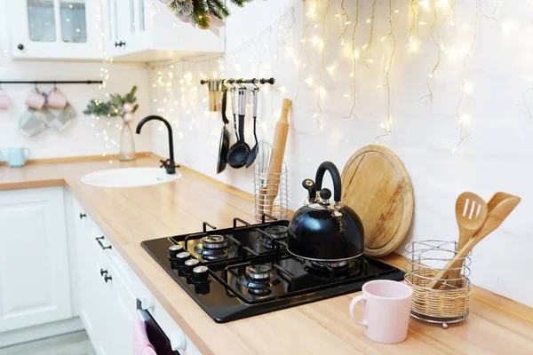 Mesa Cocina Navidad Estilo Loft — Foto de Stock