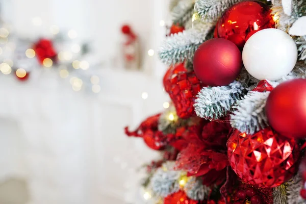 Weihnachtsbaumschmuck Weihnachtsbaum Beleuchtet Hintergrund — Stockfoto