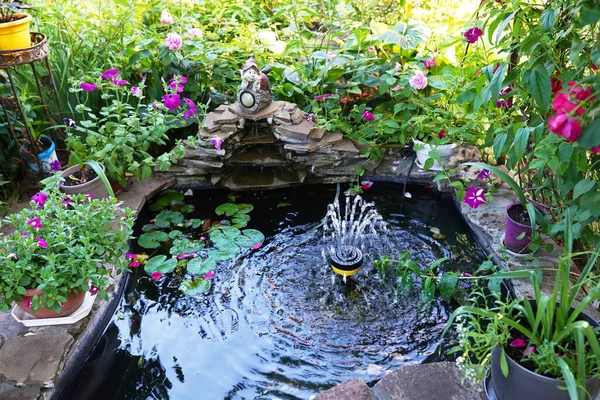 Decorative Pond Fountain Garden — Stock Photo, Image