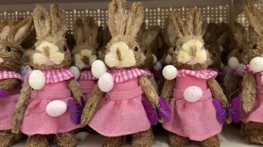 Güzel Paskalya Tavşanı Bebekleri Süslü Pembe Elbiseler Giyiyor
