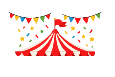 Bayraklı renkli sirk çadırı konfeti karnaval parti illüstrasyonu tasarımı