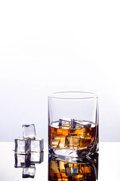 Single Malt Whiskey Ice Isolated White — Stock Photo, Image