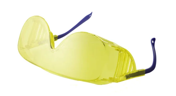 Žluté Bezpečnostní Brýle Izolované Bílém Pozadí — Stock fotografie