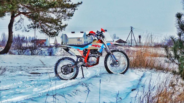 Passeio Bicicleta Inverno Moto Vida — Fotografia de Stock