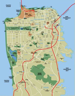 San Francisco vektör harita