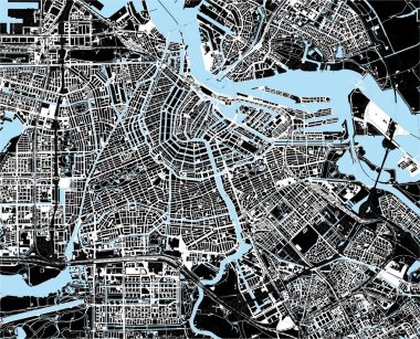 Black and white amsterdam city map clipart
