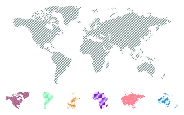 Carte du monde à rayures vectorielles — Image vectorielle