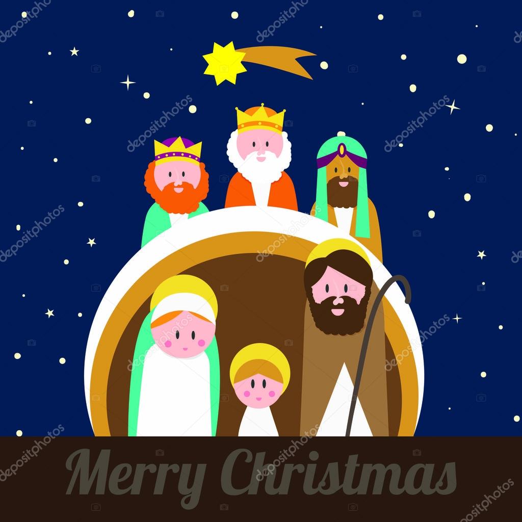 Christmas crib holy family vector illustration — Stock Vector