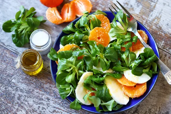 Salade Caprese Saine Avec Mandarine Style Italien — Photo