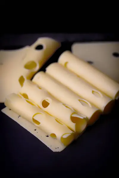 Serving Cheese Cheese Straw Black Stone Board — Stock Photo, Image