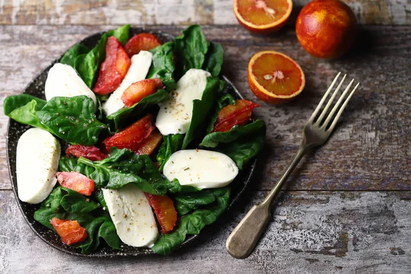 Salade Fitness Aux Épinards Mozzarella Orange Super Salade — Photo