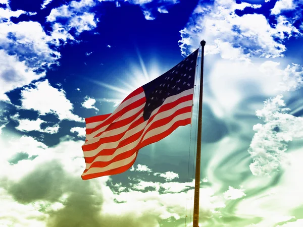 Flag United States America Blue Sky Clouds — Stock Photo, Image