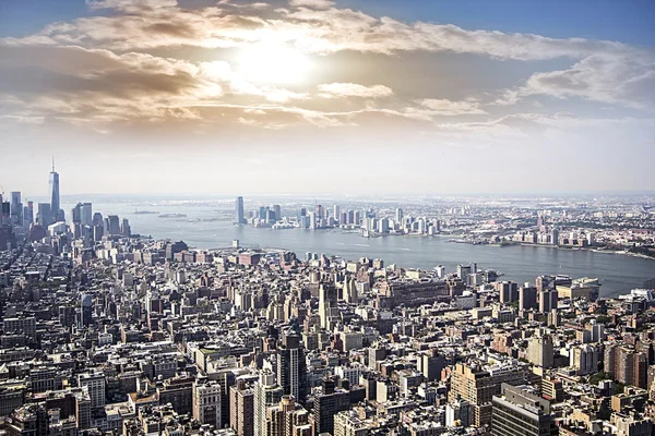 Widok z powietrza na panoramę Manhattanu — Zdjęcie stockowe