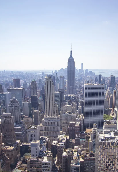 Paisaje Urbano Manhattan Bajo Cielo Despejado Ciudad Nueva York Estados — Foto de Stock