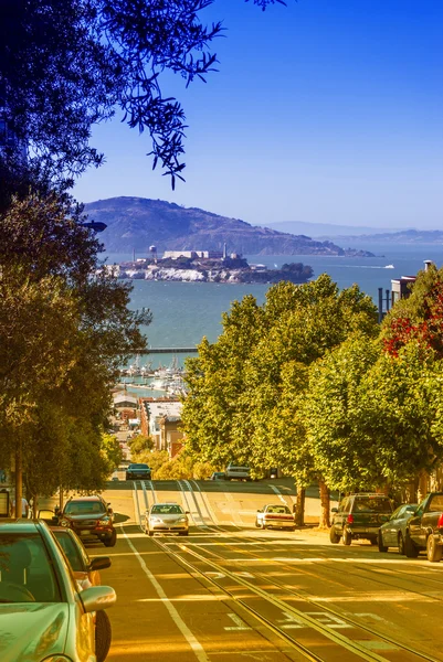 Vista Panorâmica Alcatraz Partir Das Colinas São Francisco Eua — Fotografia de Stock