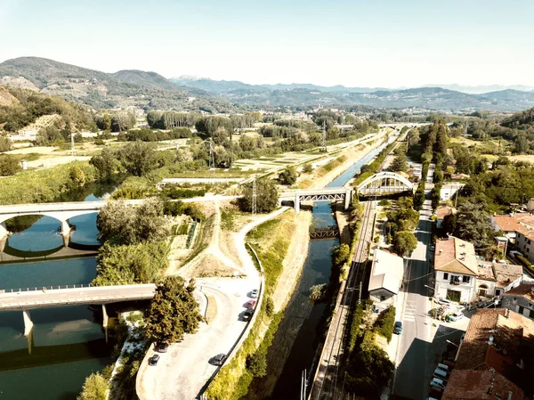 Uitzicht Vanuit Lucht Serchio Toscane — Stockfoto