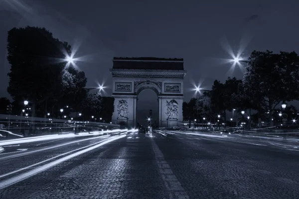 Vue Nuit Arc Triomphe Paris — Photo