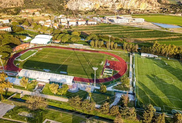 Luchtfoto Van Drone Sportfaciliteiten Gesloten Vanwege Quarantaine Voor Covid — Stockfoto