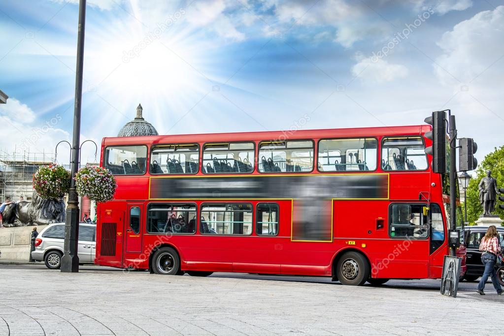 The red double decker bus.