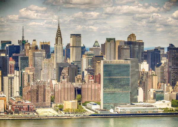 Paesaggio Urbano Manhattan Sotto Cielo Nuvoloso New York Stati Uniti — Foto Stock
