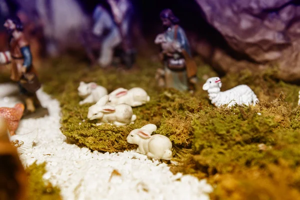 Navidad Ornamental Conejos Hierba — Foto de Stock